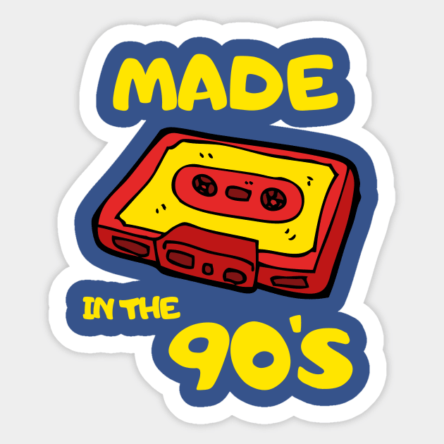 Retro Vintage Made in the 90's 80s 70s 1990 Classic Old School Cute Funny Gift Sarcastic Happy Fun Introvert Awkward Geek Hipster Silly Inspirational Motivational Birthday Present Sticker by EpsilonEridani